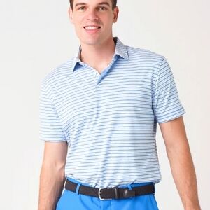 PETER MILLAR Crown Crafted Men's Soul Performance Jersey Polo Blue Stripes SZ XL